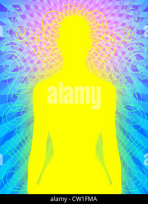human body aura energy chakra illustration spirituality Stock Photo - Alamy