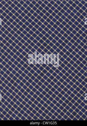 Dark blue and white gingham plaid textile background. Stock Photo