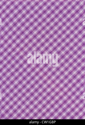 Purple and white diagonal plaid gingham textile fabric background. Stock Photo