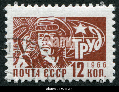 USSR-CIRCA 1966: A stamp printed in the USSR, shows the Soviet working-steel maker, circa 1966 Stock Photo