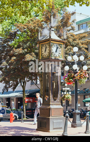 Vancouver's steam clock in Gastown is a popular tourist attraction when visiting the Lower Mainland. Stock Photo