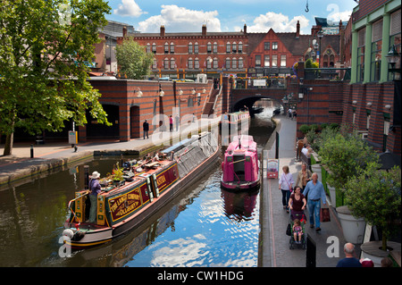 Brindleyplace, canal basin, Birmingham city centre, UK. Stock Photo