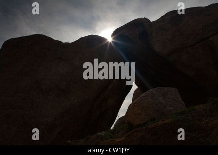 Famous Sister Stones, UNESCO World Heritage Site, Hampi, Karnataka state, India, Asia Stock Photo