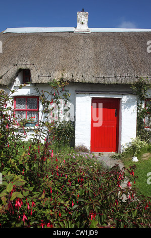 Thatched cottage in fishing village of Clogherhead, Co. Louth, Ireland Stock Photo