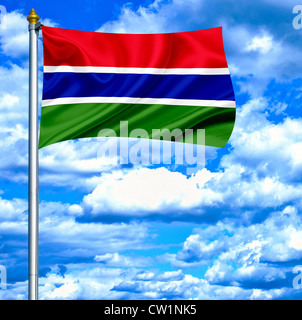 Gambia waving flag against blue sky with sunrays Stock Photo - Alamy
