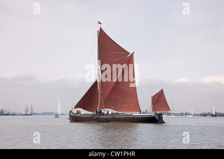 The 61 ton Thames Barge Centaur, built in Harwich in 1895, sailing in Harwich Harbour, UK Stock Photo