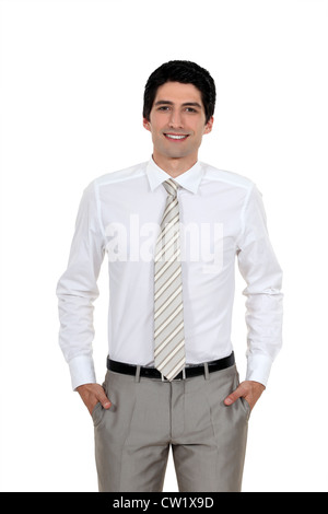 young handsome businessman all smiles Stock Photo