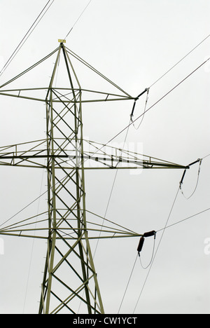 High Tension High Voltage Power Lines in the Mountains Stock Photo - Alamy