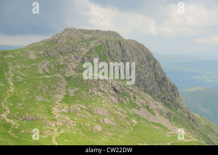 View of Harrison Stickle from Pike of Stickle. Langdale PIkes in summer in the English Lake District Stock Photo