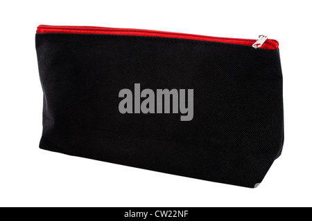Closed black accessory zipper pouch on white background Stock Photo