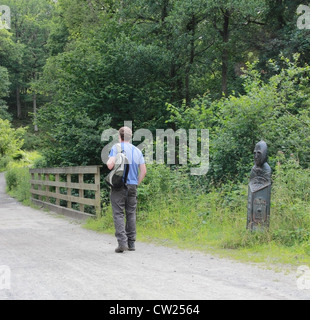Caucasian Male Walker/Hiker/Rambler Walking the Mercian Way, Wyre Forest, Worcestershire, England, UK MODEL RELEASED Stock Photo