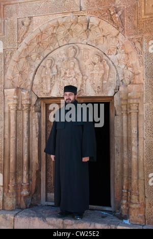 Local Monk at the Noravank Monastery, Yeghegnadzor, Vayots Dzor, Armenia Stock Photo