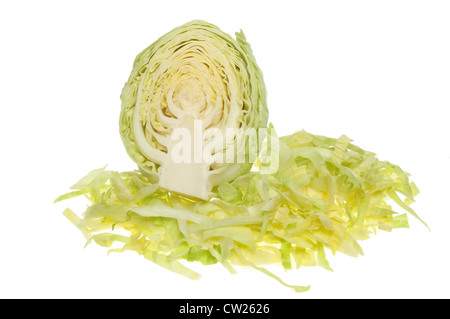 Sliced white cabbage isolated against white Stock Photo