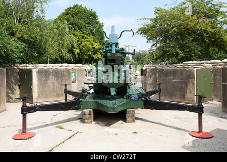 Restored WW2 Ack Ack (antiaircraft) gun emplacement at Mudchute Park ...