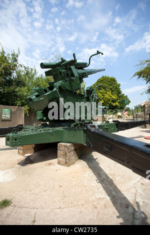 Restored WW2 Ack Ack (antiaircraft) gun emplacement at Mudchute Park ...