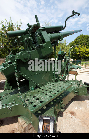 Restored WW2 Ack Ack (antiaircraft) gun emplacement at Mudchute Park ...