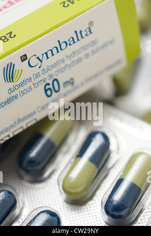 Duloxetine (duloxetine hydrochloride) capsules, brand name Cymbalta Stock Photo