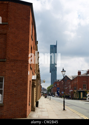 Looking towards Beetham tower from Liverpool Road in Manchester UK Stock Photo