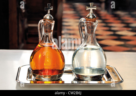 Galicia, St. James Way:  Mass wine and water in the Cathedral of Santiago de Compostela Stock Photo