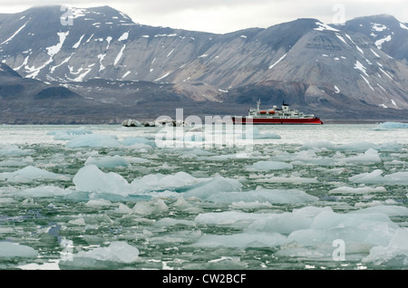 MS Expedition cruise on sea ice Svalbard Norway Scandinavia Arctic Circle Stock Photo