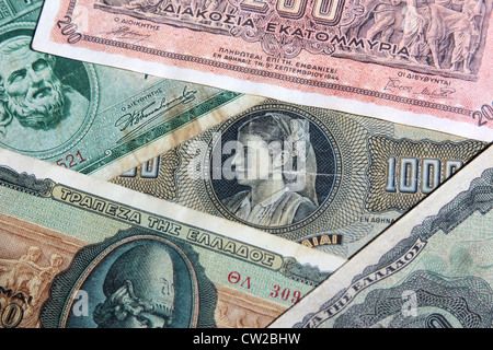 Some old Greece banknotes Stock Photo