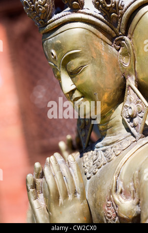 Detail of four-headed Brahma sculpture Stock Photo