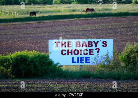 A Pro-Life movement anti-abortion sign in Nova Scotia saying The Baby's Choice - Life Stock Photo