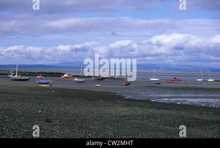 Image showing  fishing boats on the mud flats at Morecambe Bay, Lancashire in the Northwest of England Stock Photo