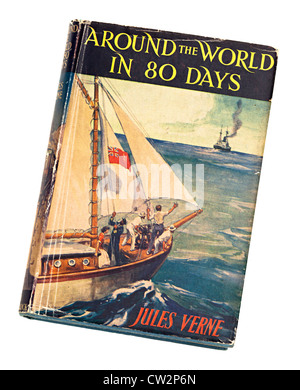 Classic childrens adventure story book Around the World in 80 Days by Jules Verne Stock Photo