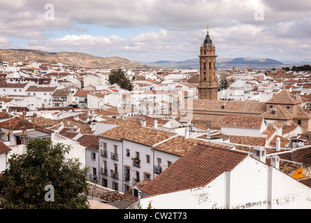 Antequera, Andalucia, Andalusia, Spain, Europe. View of 'White Village' rooftops from the 'Old Town'. Stock Photo