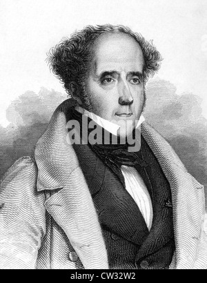 Francois Rene de Chateaubriand (1768-1848) on engraving from 1859. French writer, politician, diplomat and historian. Stock Photo