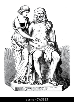 Asclepius and Hygieia Stock Photo