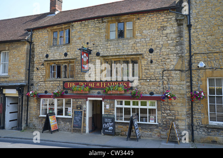 16th century The Plume of Feathers Inn, Half Moon Street, Sherborne, Dorset, England, United Kingdom Stock Photo