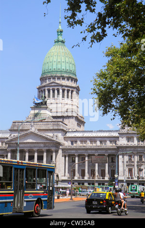 Buenos Aires Argentina,Avenida Rivadavia,Hispanic Palacio del Congreso de la Nacion,National Congress Palace,capitolarchitect Vittorio Meano,Greco Rom Stock Photo