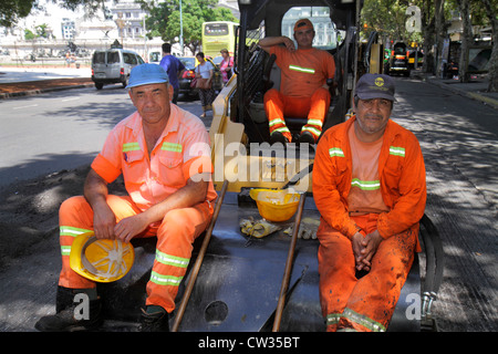 Buenos Aires Argentina,Avenida Rivadavia,capital improvements,roadwork,under new construction site building builder,equipment,Hispanic man men male ad Stock Photo