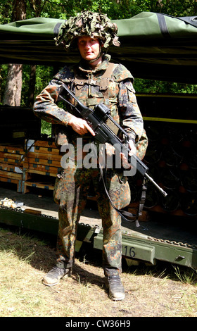 Truppenuebung the Bundeswehr soldier in battle dress Stock Photo