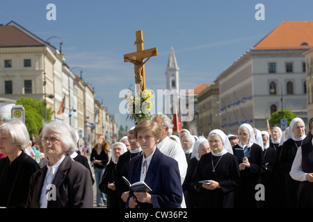 Munich - A procession moves through the streets Stock Photo