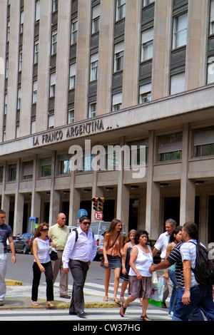 Buenos Aires Argentina,Plaza de Mayo,street scene historic main square,political hub,La Franco Argentina Insurance,office building,marked street cross Stock Photo