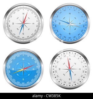 Set of compasses isolated on white background Stock Photo - Alamy