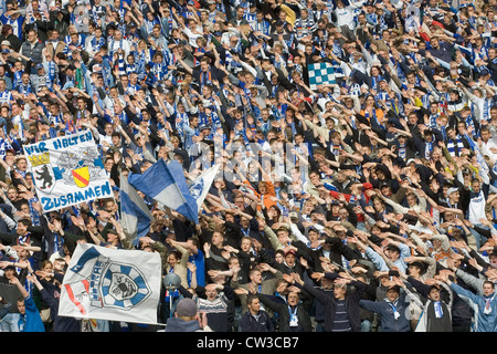 Berlin, Hertha BSC fans at the Olympic Stadium Stock Photo