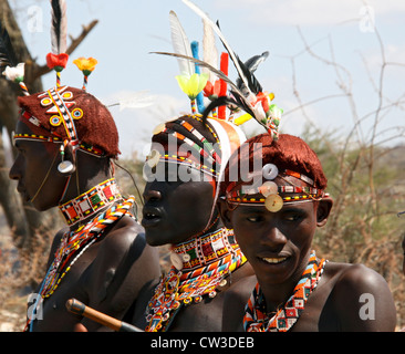 Kenya, Masai Mara, Masai (Also Maasai) Tribesmen Stock Photo