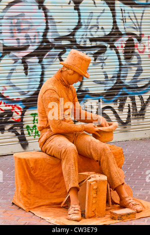 A Mime Artist performing on the streets in Palma de Mallorca, Spain. Stock Photo