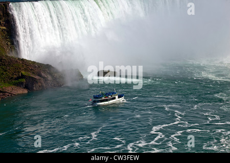 World Tourist Attraction of Niagara Falls and American Falls in Ontario;Canada;North America; Maid of the Mist; Stock Photo