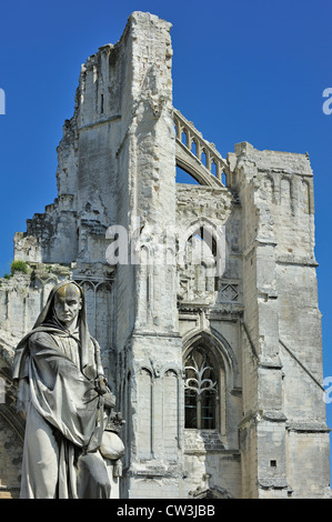 Statue and ruins of the Abbey of Saint-Bertin, a Benedictine abbey in ...