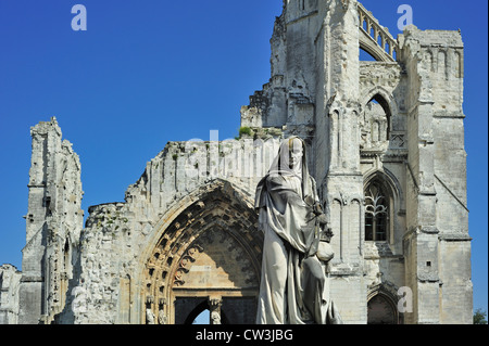 Statue and ruins of the Abbey of Saint-Bertin, a Benedictine abbey in ...