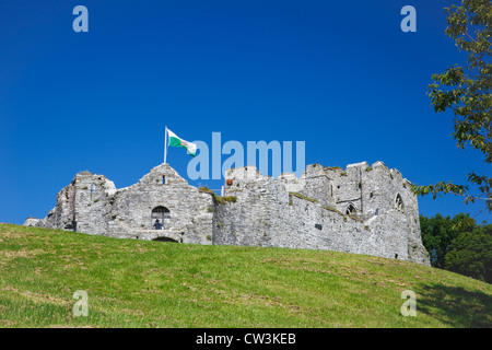 Cowboy looking out of the window. Oystermouth Castle, Mumbles, Swansea, Wales. Stock Photo