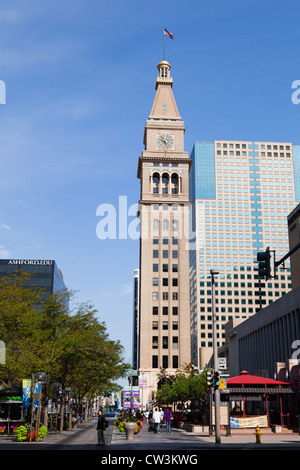 The Daniels and Fisher tower on the 16th Street Mall in Denver, Colorado Stock Photo