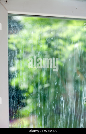 misted fogged double glazed window Stock Photo