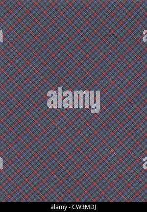 Dark blue and red diagonal plaid fabric background. Stock Photo