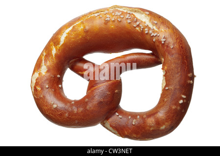 Close up of a pretzel with salt, isolated on white DFF image, Adobe RGB Stock Photo